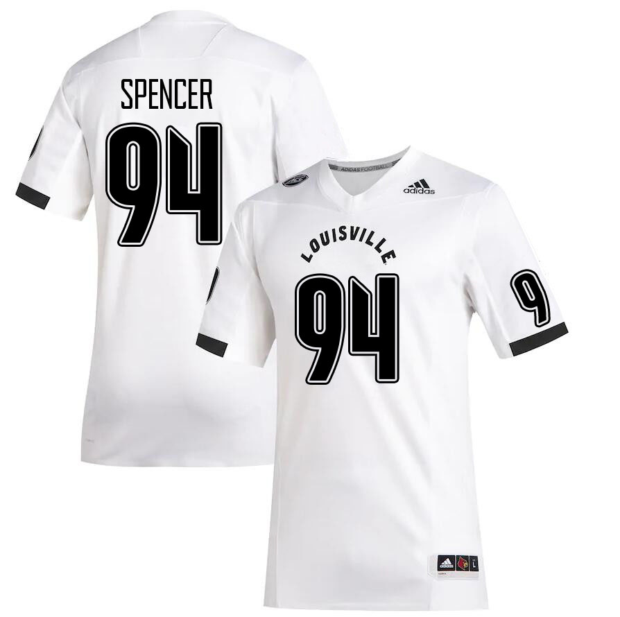 Men #94 William Spencer Louisville Cardinals College Football Jerseys Stitched Sale-White